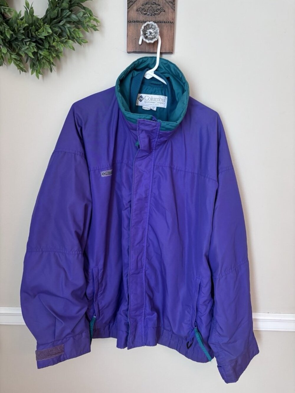 Vtg Columbia Mens XL Bugaboo Outer Shell Nylon Radial Sleeve Purple Green Black